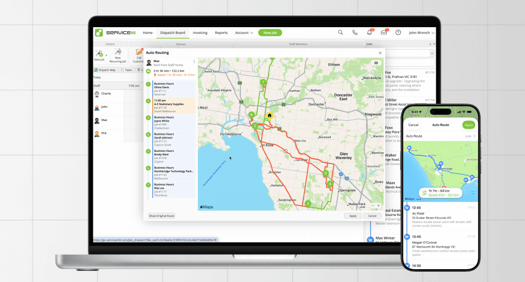 ServiceM8 Auto Routing